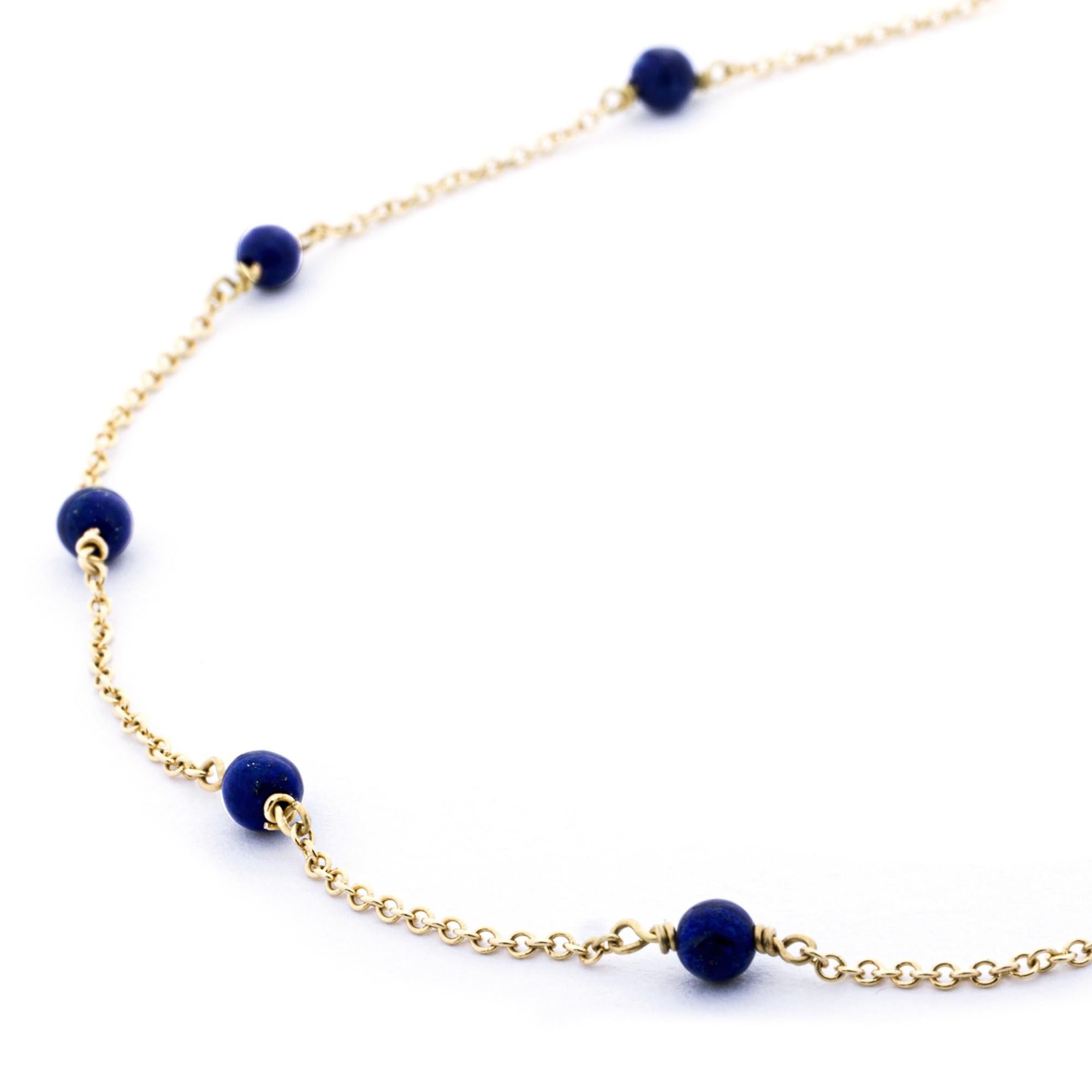 Alex Jona Lapis Lazuli 18 Karat Yellow Gold Chain Necklace In New Condition For Sale In Torino, IT
