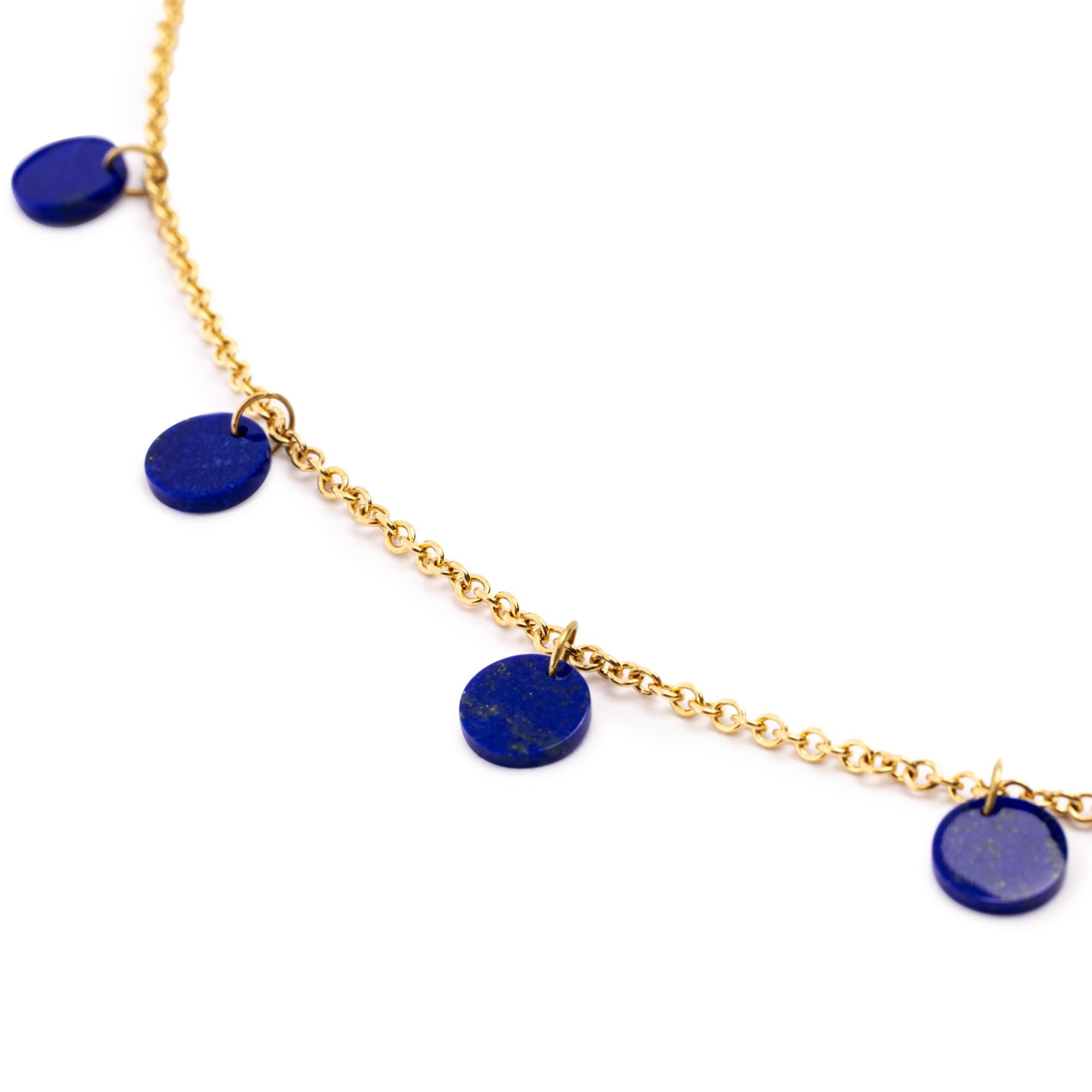 Non taillé Alex Jona Collier à chaîne en or jaune 18 carats et lapis-lazuli en vente