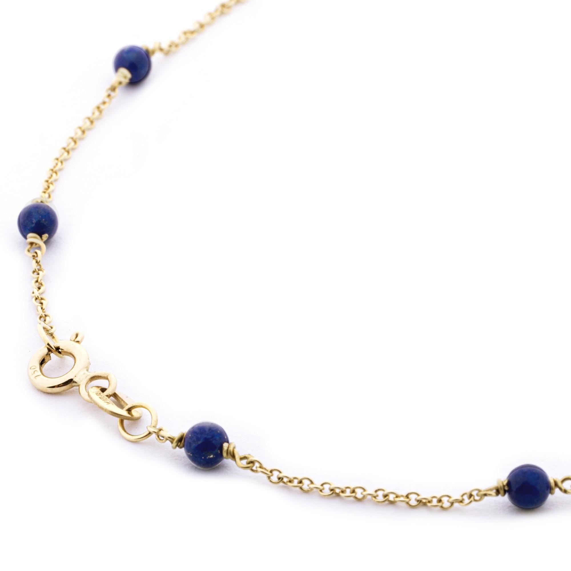 Alex Jona Lapis Lazuli 18 Karat Yellow Gold Chain Necklace For Sale 1