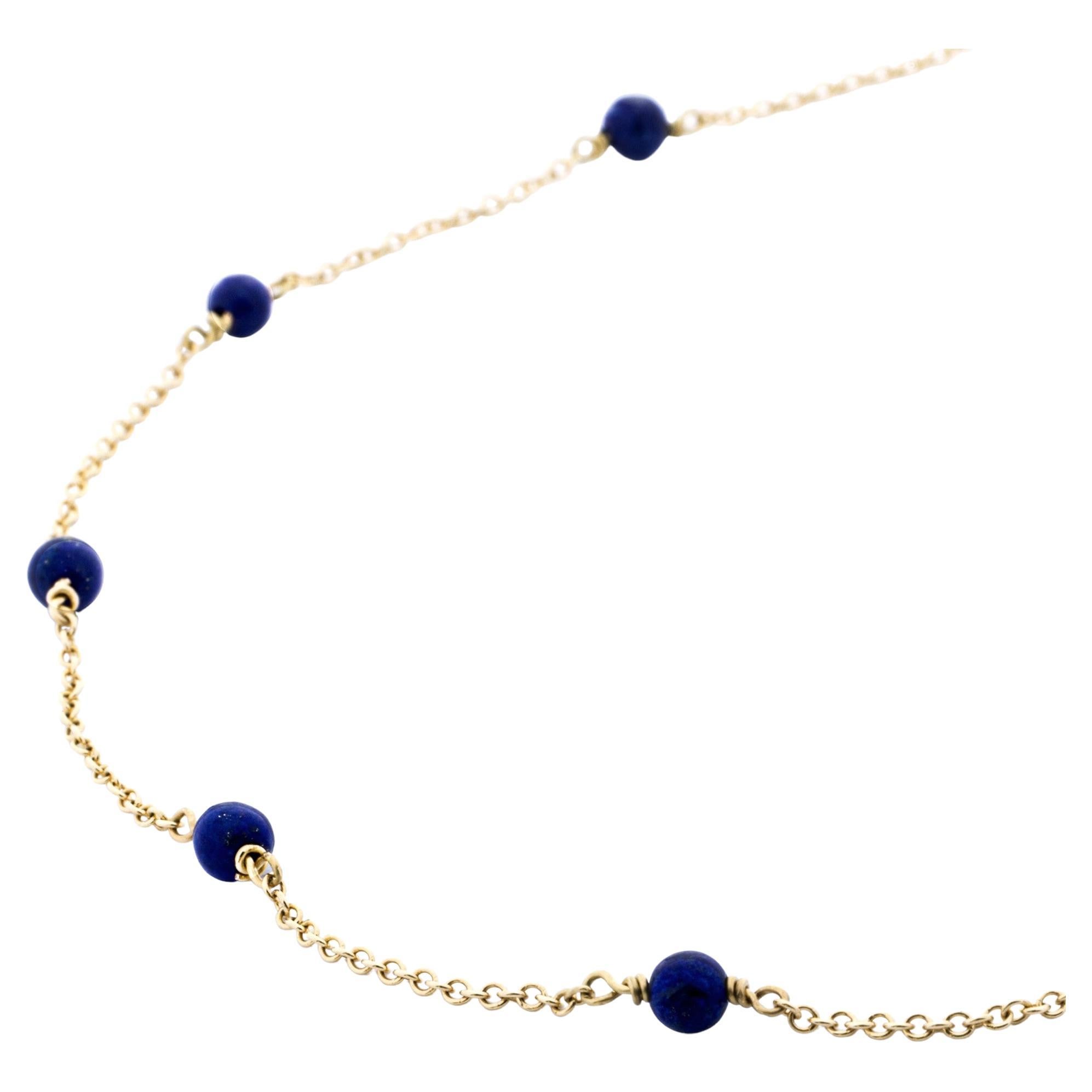 Alex Jona Lapis Lazuli 18 Karat Yellow Gold Chain Necklace For Sale