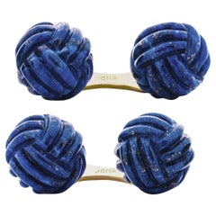 Gemelli da polso a forma di pugno di scimmia in oro giallo 18 carati Alex Jona Lapis Lazuli