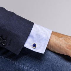 Alex Jona Lapis Lazuli 18 Karat Yellow Gold Oval Cufflinks