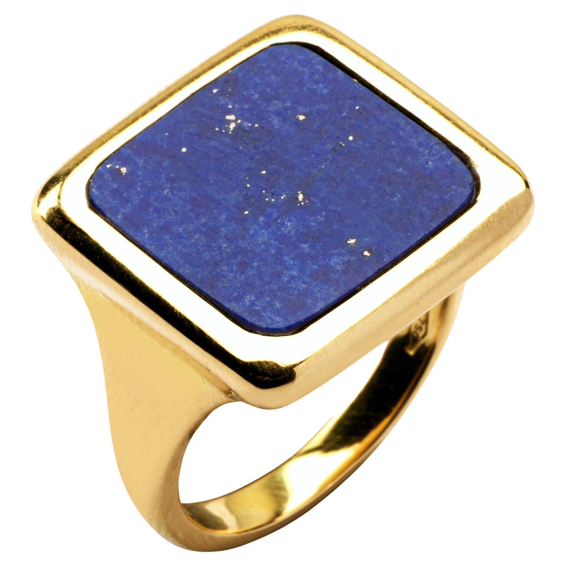 Alex Jona Lapis Lazuli 18 Karat Yellow Gold Signet Ring For Sale