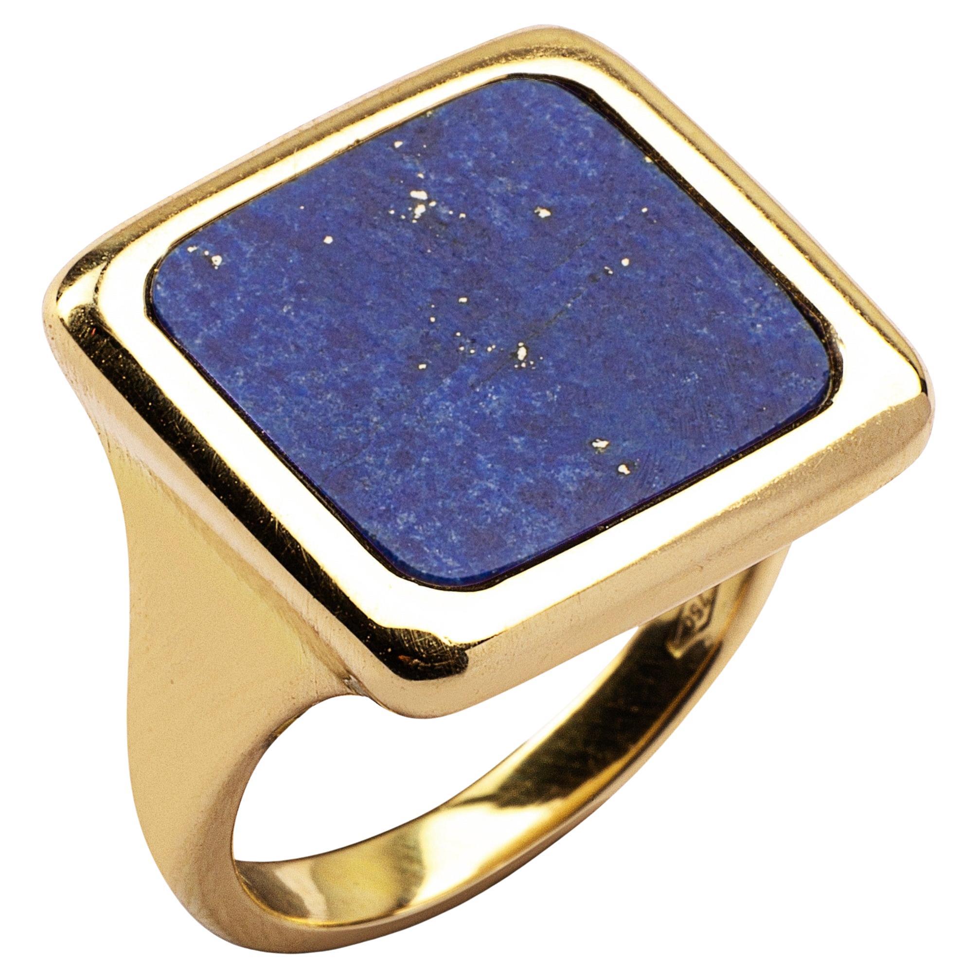 Alex Jona Lapis Lazuli 18 Karat Yellow Gold Signet Ring
