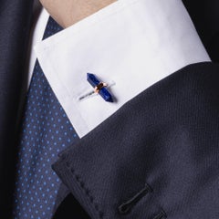 Alex Jona Lapis Lazuli 18k Rose Gold Prism Bar Cufflinks