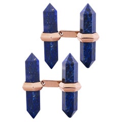Alex Jona Lapis Lazuli 18k Rose Gold Prisma Bar Manschettenknöpfe