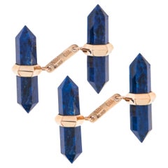 Alex Jona Lapis Lazuli 18k Rose Gold Prism Bar Cufflinks