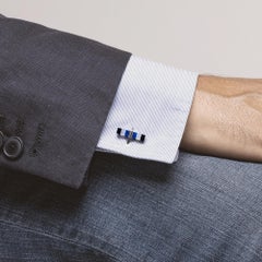 Alex Jona Lapis Lazuli and Onyx Bar Sterling Silver Cufflinks