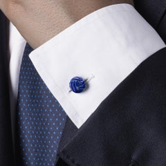 Alex Jona Lapis Lazuli Aventurine Monkey's Fist Knot  18 Karat Gold Cufflinks