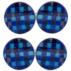 Alex Jona Lapis Lazuli Chalcedony Onyx Sterling Silver Cufflinks