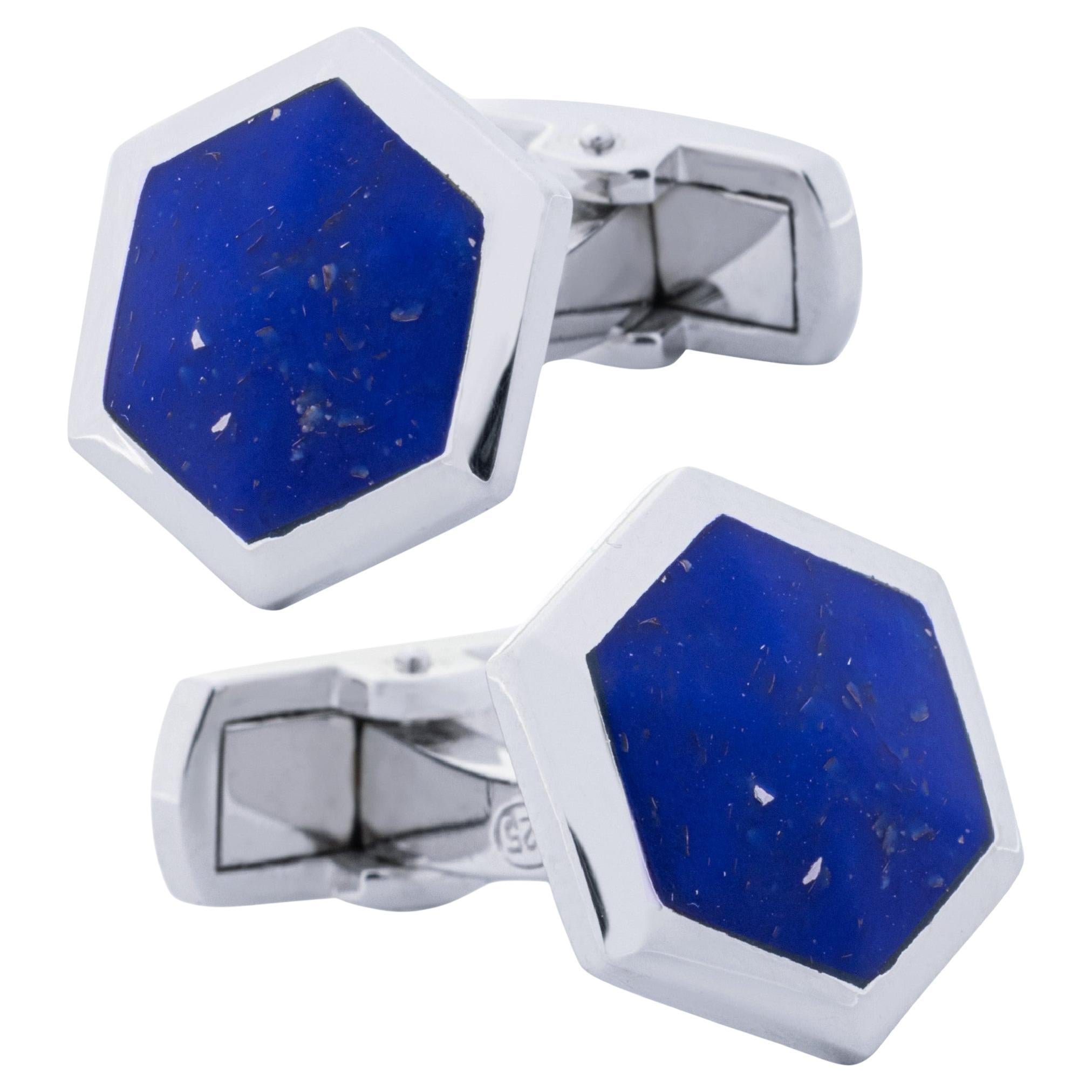 Boutons de manchette en argent sterling Alex Jona Lapis Lazuli Cuspide