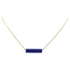 Alex Jona Halskette aus 18 Karat Gelbgold mit Zylinderanhänger und Lapislazuli-Zylinder