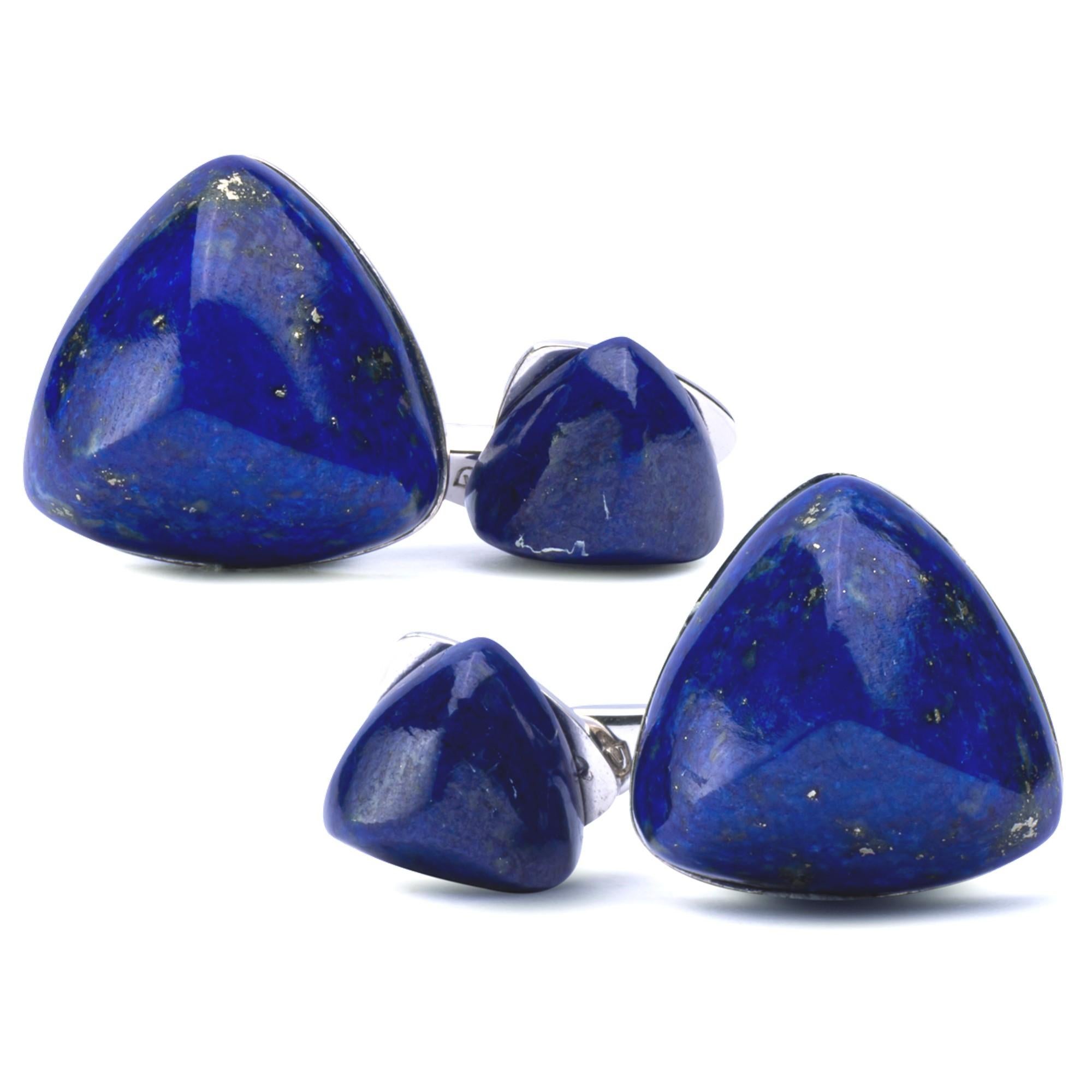 Alex Jona Lapis Lazuli Geometric Sterling Silver Cufflinks