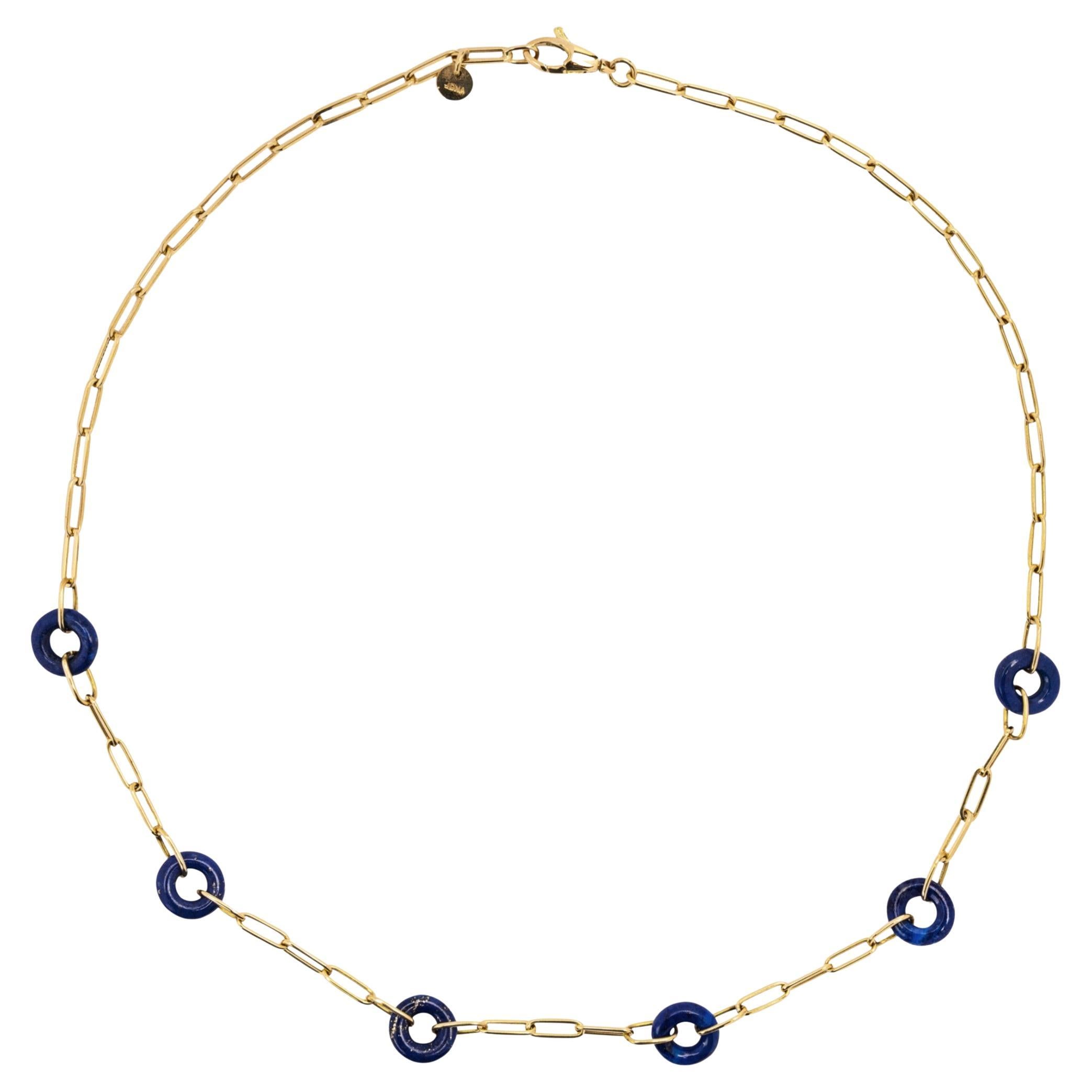 Alex Jona Halskette aus 18 Karat Gelbgold mit Lapislazuli-Creolen