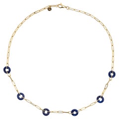 Alex Jona Halskette aus 18 Karat Gelbgold mit Lapislazuli-Creolen