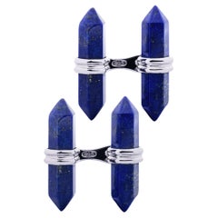 Gemelli in argento Alex Jona Lapis Lazuli Matt Prism Bar