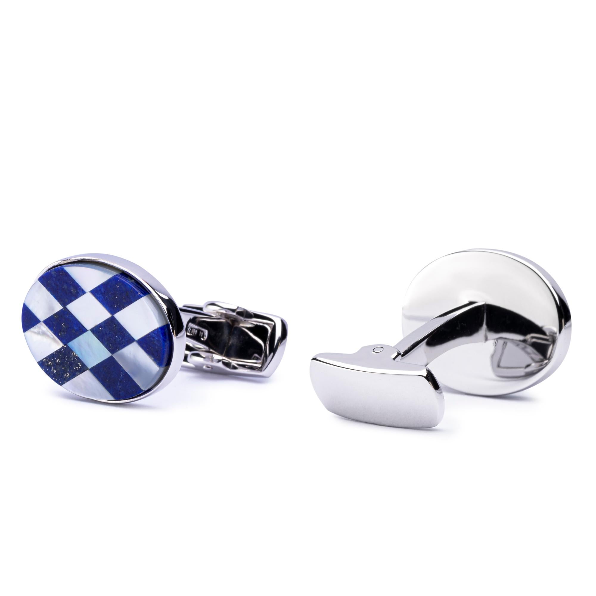 Oval Cut Alex Jona Lapis Lazuli Oval Sterling Silver Cufflinks