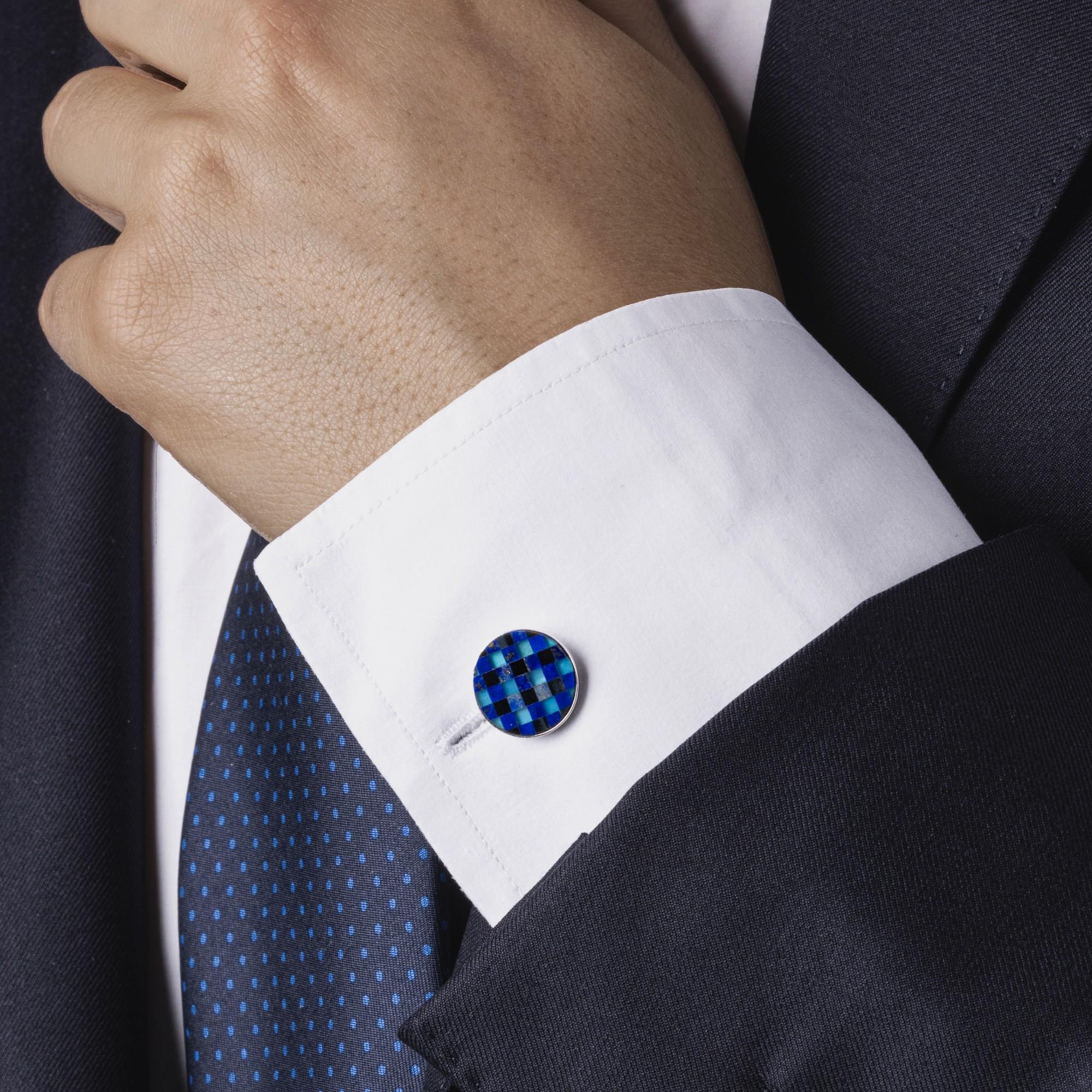 da uomo o donna Gemelli in argento Alex Jona Lapislazzuli Onice Calcedonio Checks in vendita