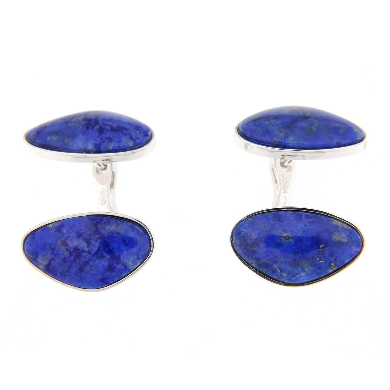 Alex Jona design collection lapis lazuli pebble cufflinks mounted in 925/°°° sterling silver Rhodium Plate. Marked JONA 925.

Alex Jona cufflinks stand out, not only for their special design and for the excellent quality, but also for the careful