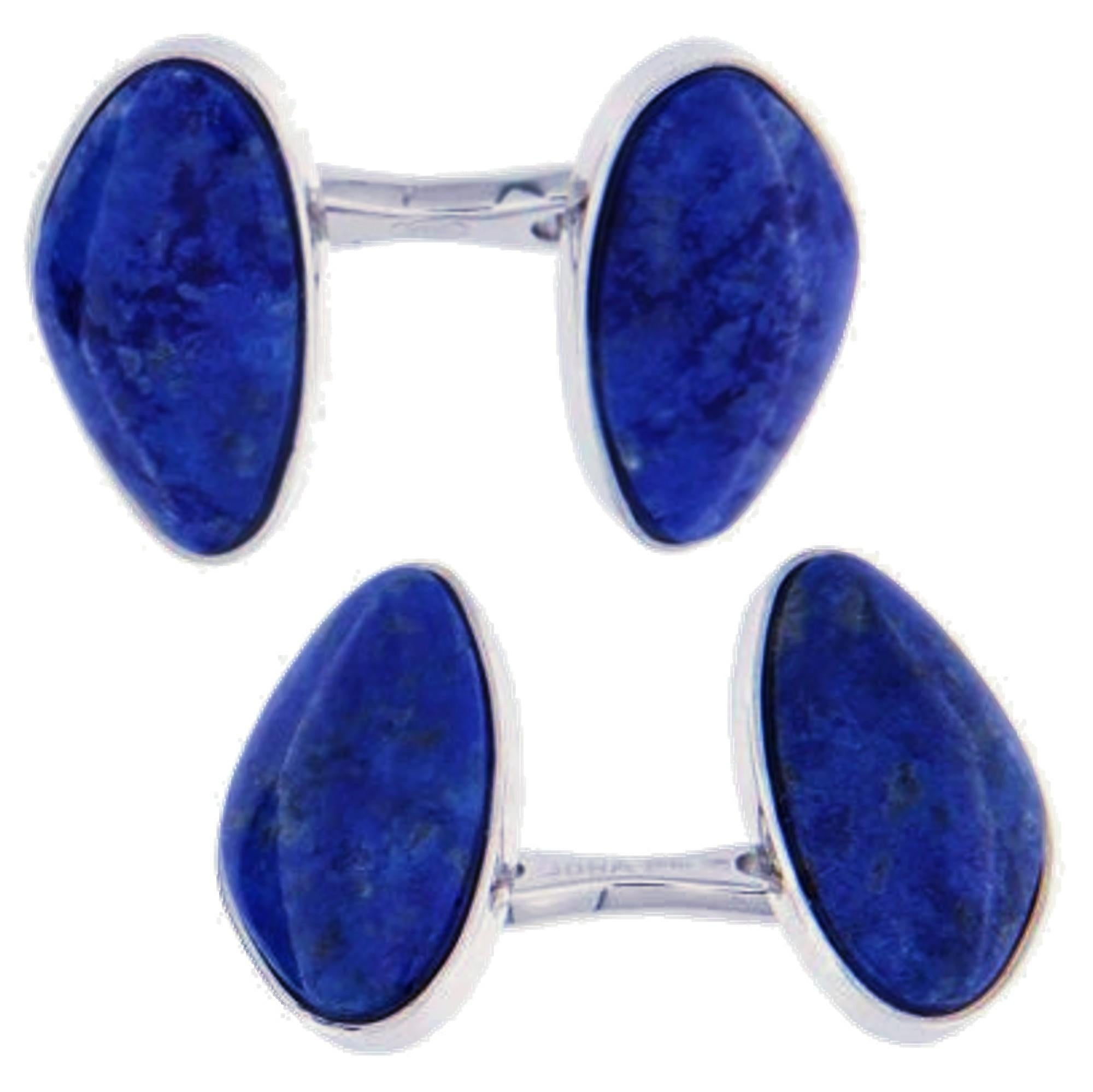 Taille mixte Alex Jona Lapis Lazuli Pebble Sterling Silver Cufflinks en vente