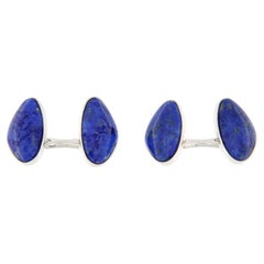 Alex Jona Lapis Lazuli Pebble Sterling Silver Cufflinks