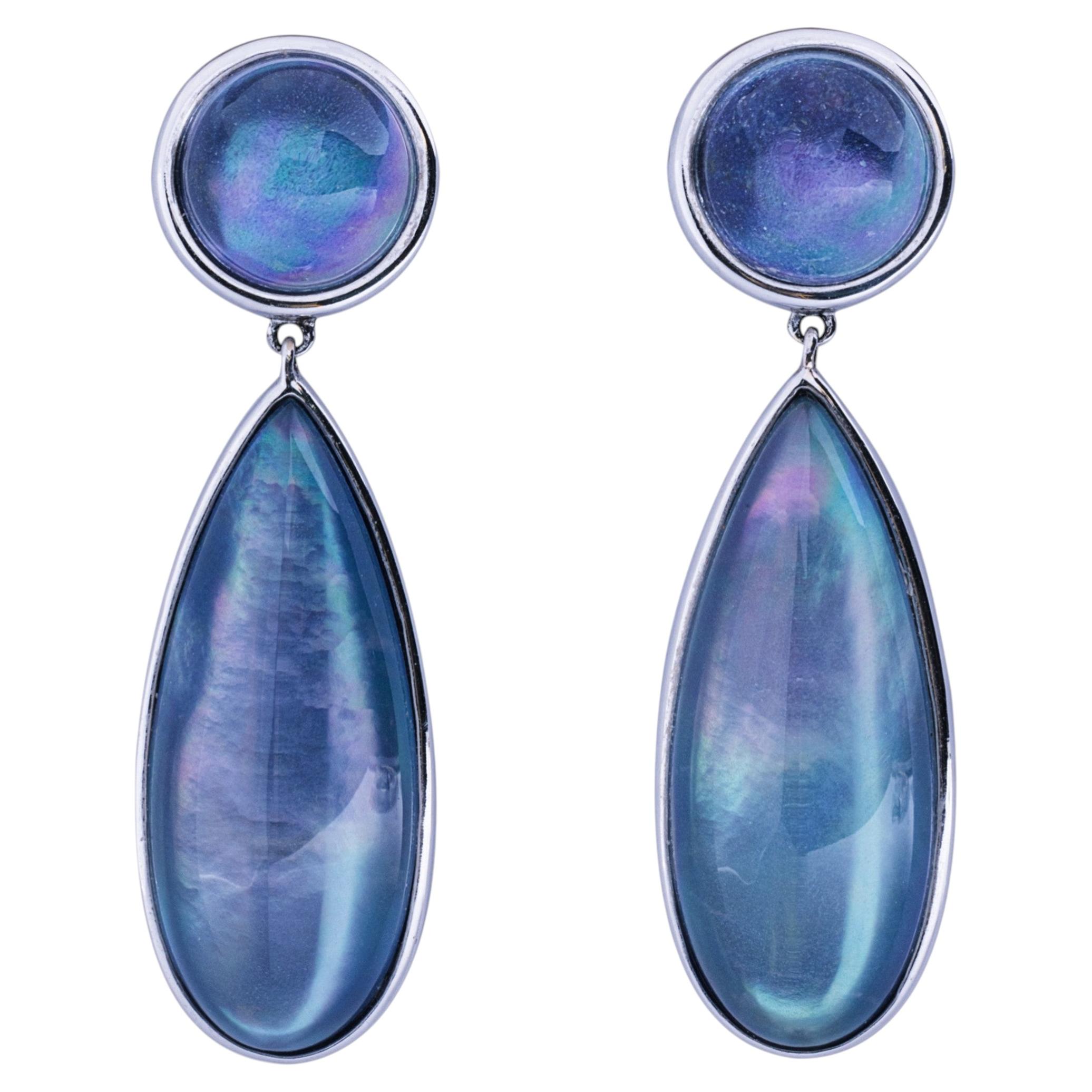 Alex Jona Lapis Lazuli Quartz 18 Karat White Gold Drop Earrings