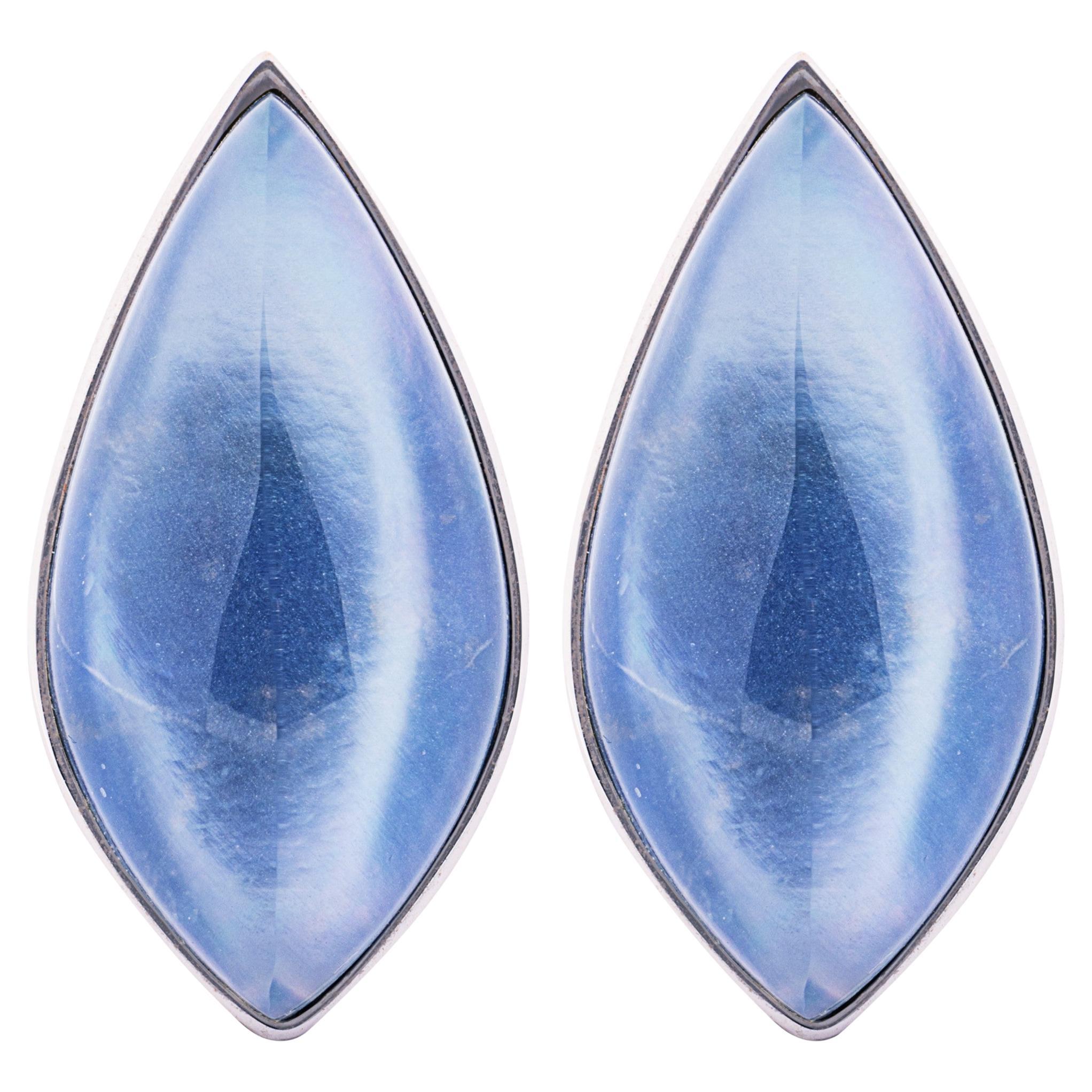 Alex Jona Lapis Lazuli Quartz 18 Karat White Gold Earrings
