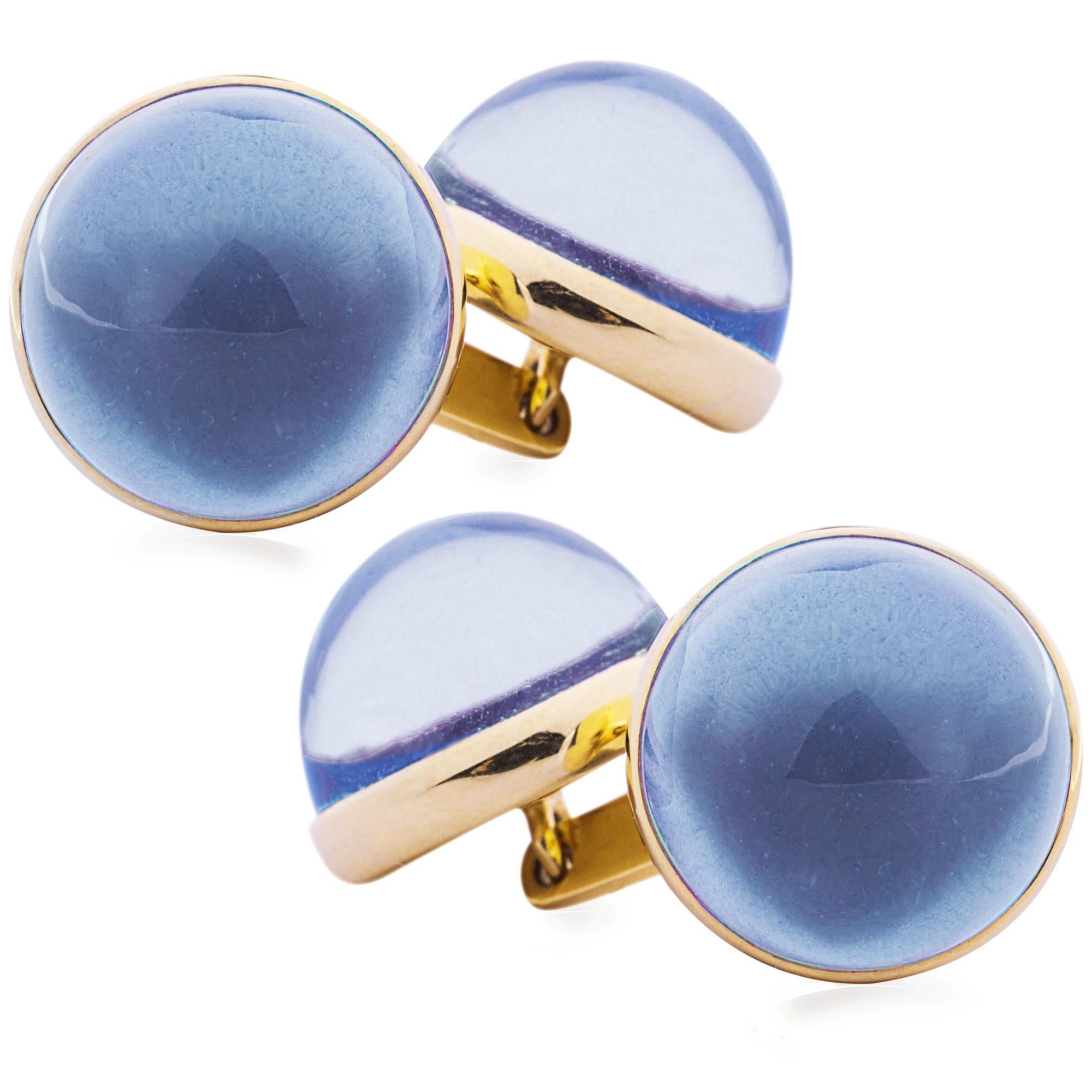 Manschettenknöpfe aus 18 Karat Gelbgold mit Lapislazuli und Quarz von Jona (Cabochon) im Angebot