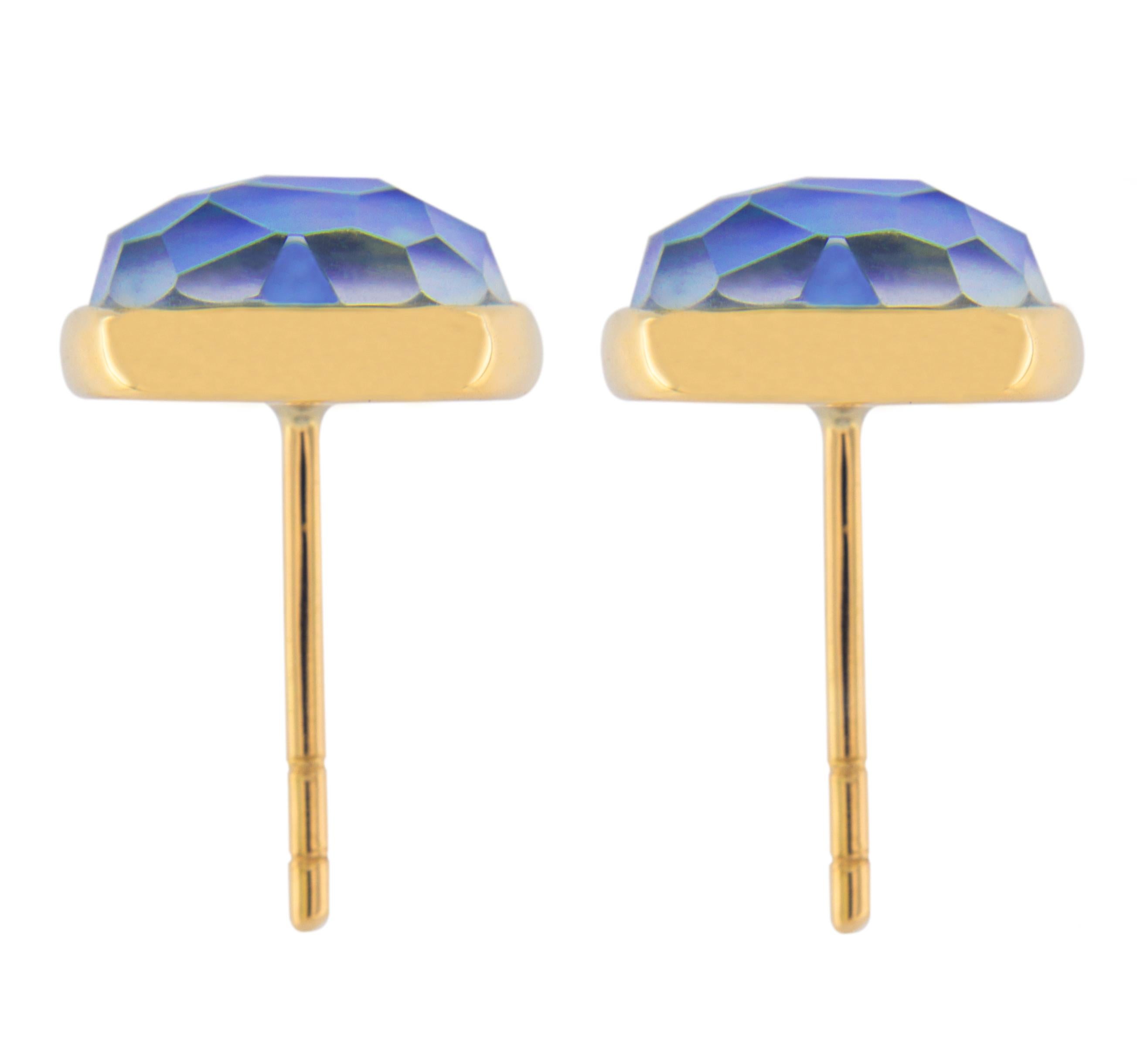 Alex Jona Lapis Lazuli Quartz 18 Karat Yellow Gold Stud Earrings In New Condition For Sale In Torino, IT