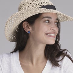 Alex Jona Lapis Lazuli Quartz 18 Karat Yellow Gold Stud Earrings