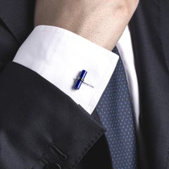 Alex Jona Lapis Lazuli Cylinder Bar Sterling Silver Cufflinks