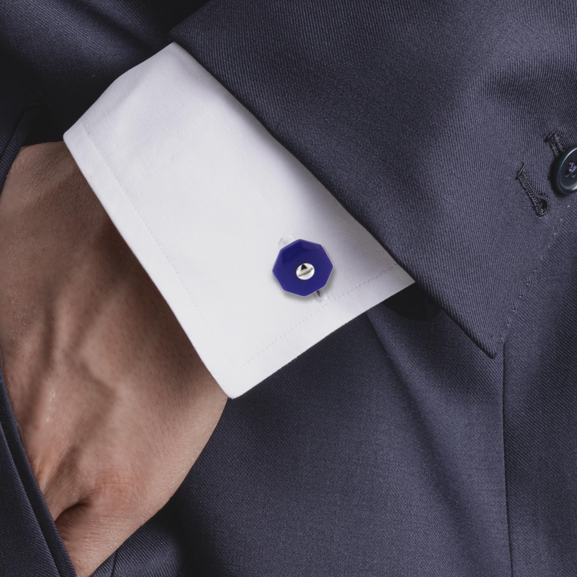 Alex Jona Lapis Lazuli Sterling Silver Cufflinks In New Condition For Sale In Lugano, CH