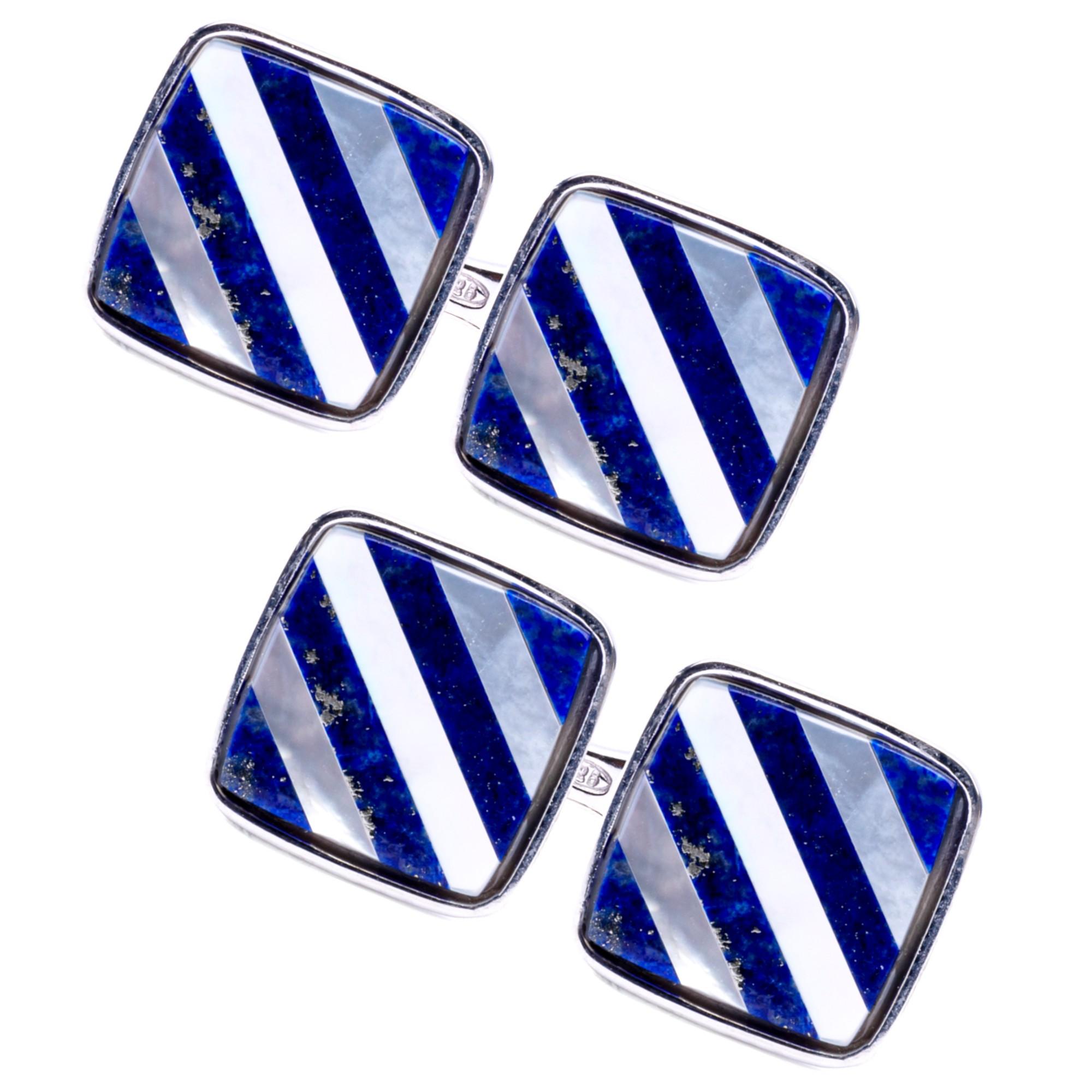 Alex Jona Lapis Lazuli Sterling Silver Cufflinks For Sale