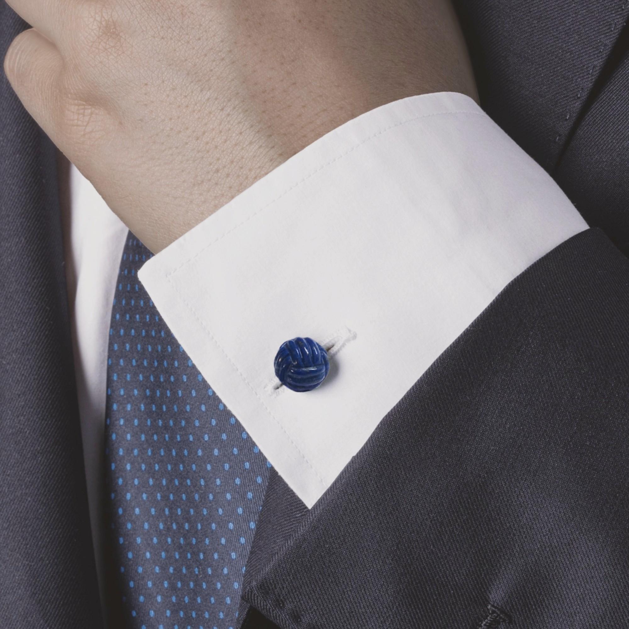 Alex Jona Boutons de manchette nœuds en argent sterling et lapis-lazuli Neuf - En vente à Lugano, CH