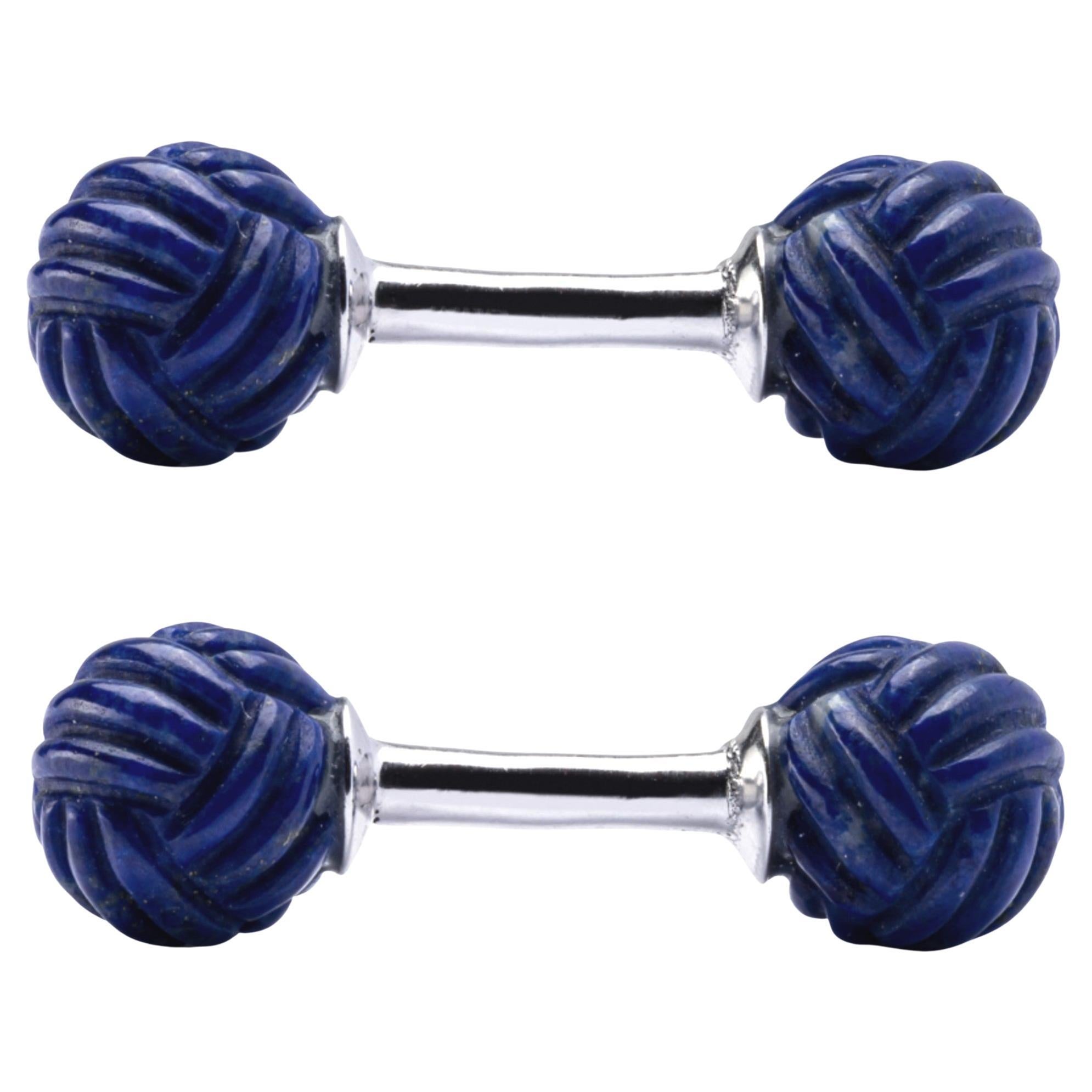 Alex Jona Lapis Lazuli Sterling Silver Knot Cufflinks