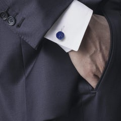 Alex Jona Sterling Silver Lapis Lazuli Monkey's Fist Knot Cufflinks