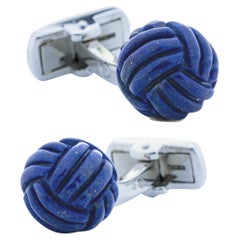 Alex Jona Lapis Lazuli Sterling Silver Monkey's Fist Knot Cufflinks