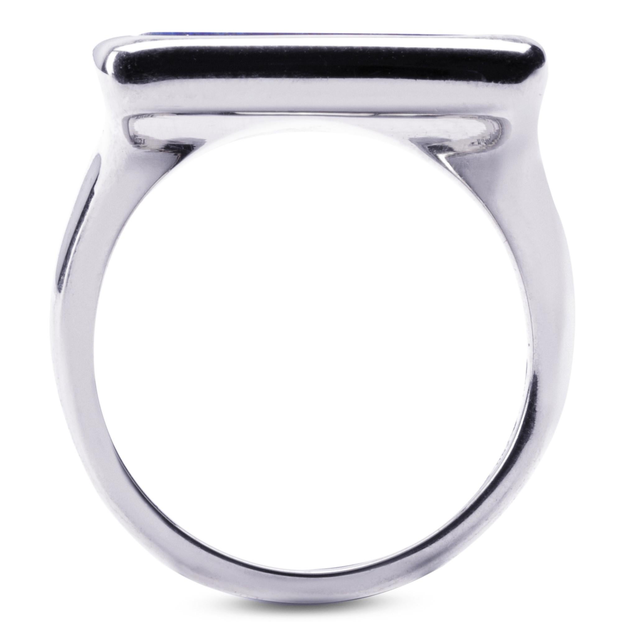 Women's or Men's Alex Jona Lapis Lazuli Sterling Silver Signet Ring For Sale