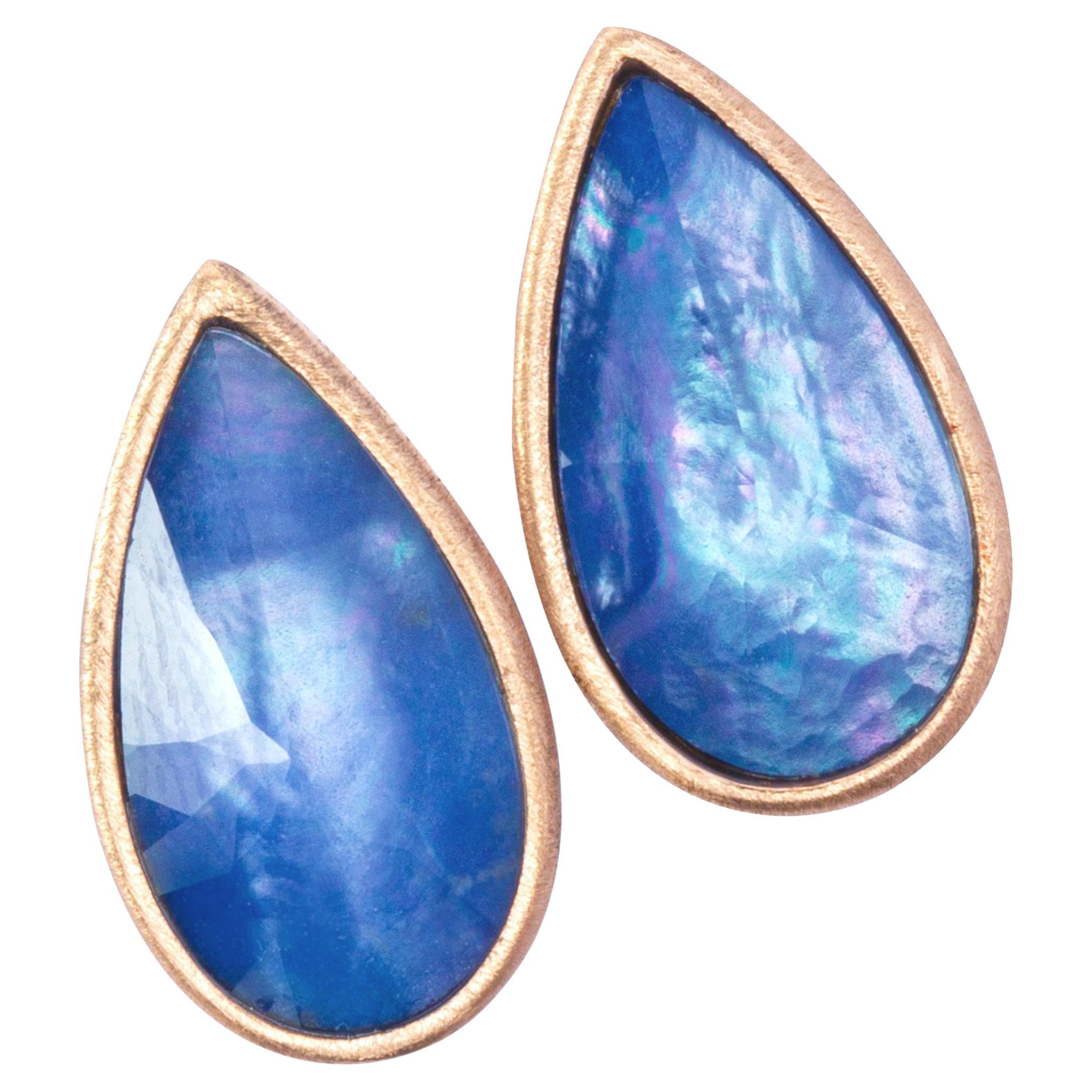 Alex Jona Lapis Quartz 18 Karat Rose Gold Earrings