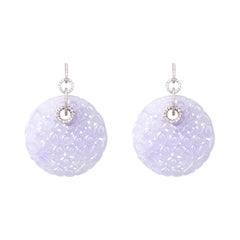 Alex Jona Pendants d'oreilles en or blanc 18 carats avec diamants et jadéite lavande