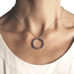 Alex Jona Lavender Spinel 18 Karat White Gold Hoop Pendant Necklace