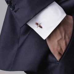 Alex Jona Leopard Skin Jasper Prism Bar Sterling Silver Cufflinks