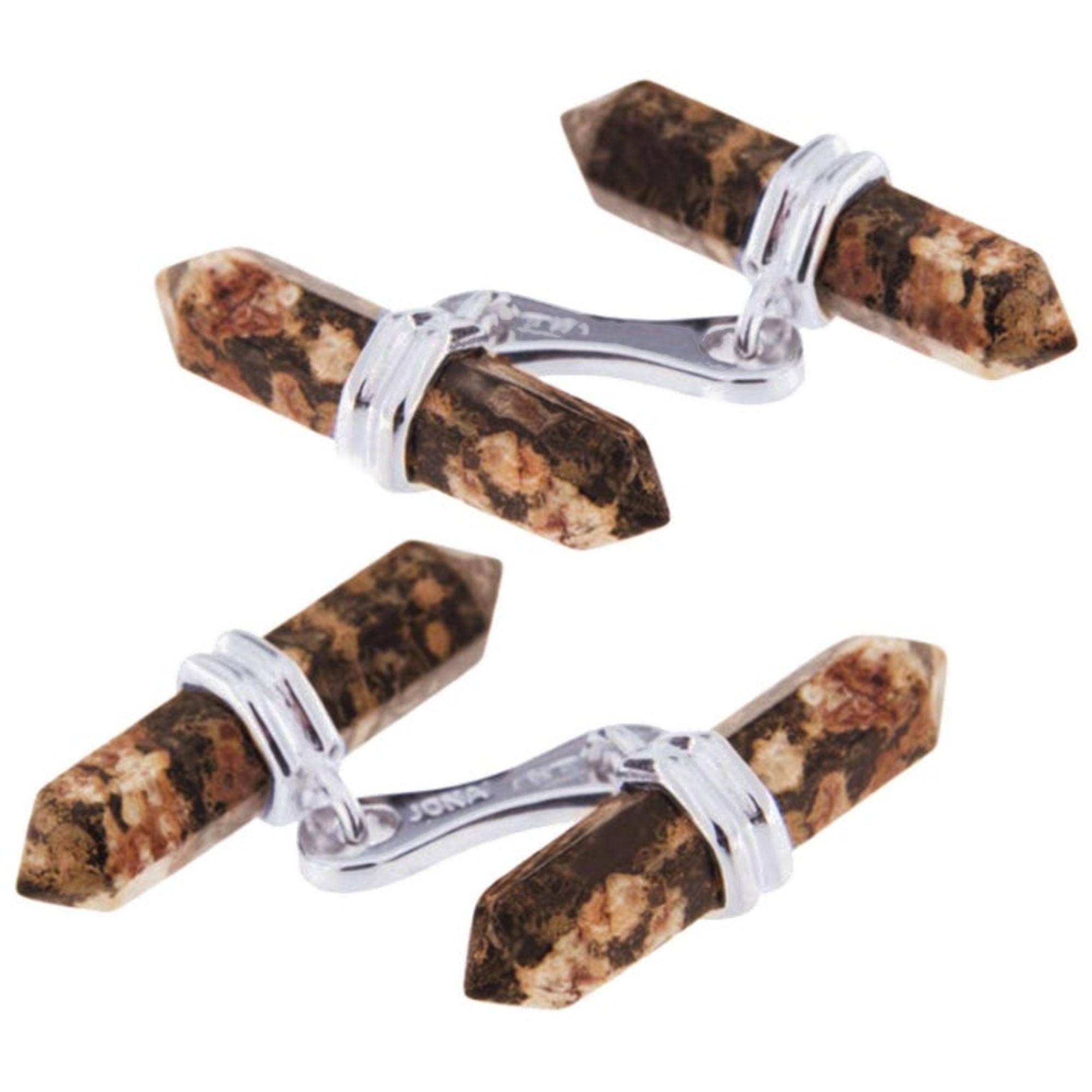 Taglio misto Gemelli Alex Jona in pelle di leopardo Jasper Prism Bar A. Silver in vendita