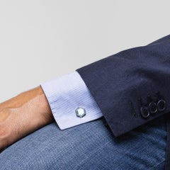 Alex Jona Light Blue & White Enamel Sterling Silver Cufflinks