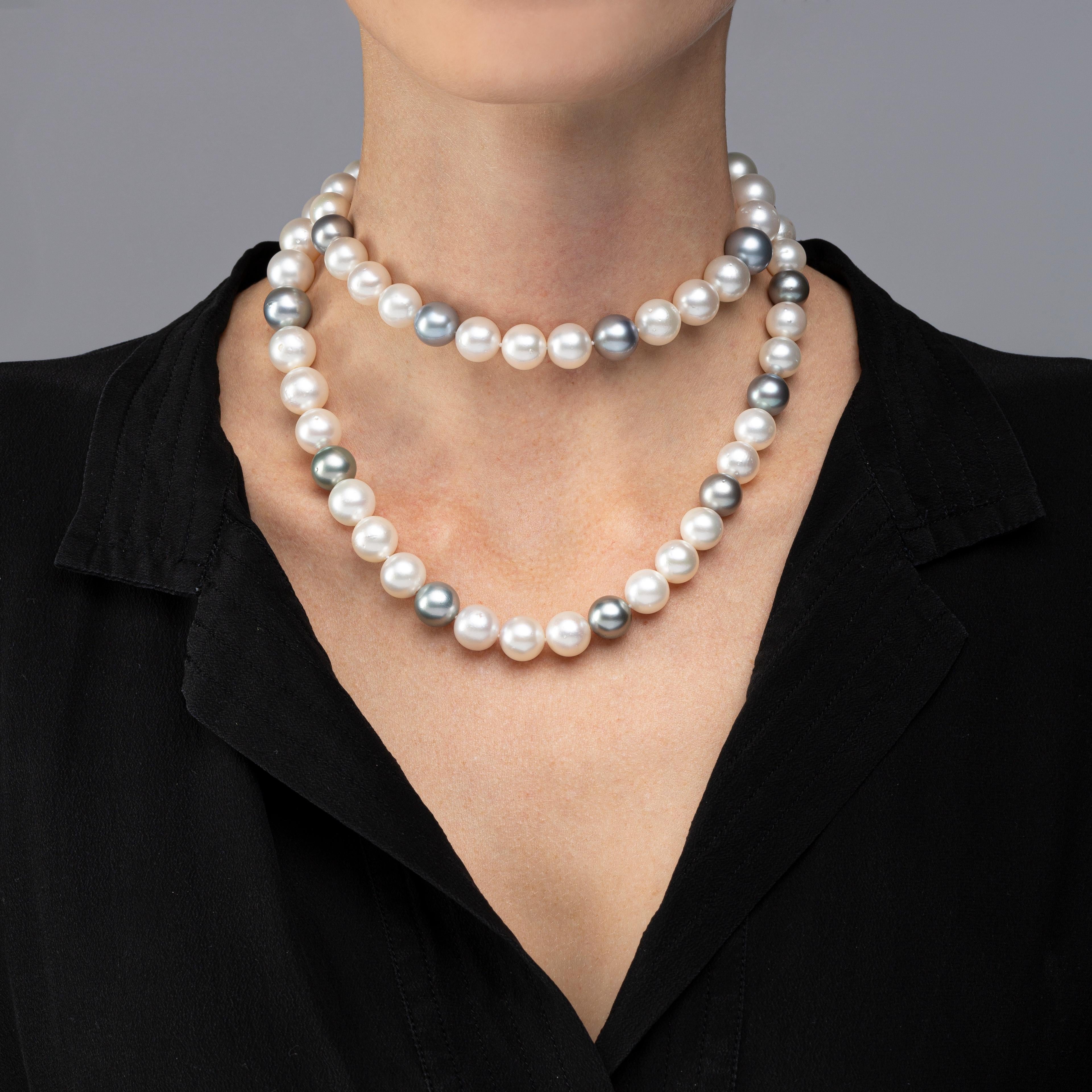 grey and white pearl necklace