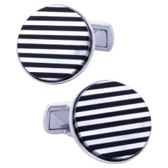 Alex Jona M-o-P Onyx Sterling Silver Cufflinks
