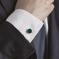Alex Jona Malachite Knot Sterling Silver Cufflinks
