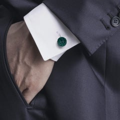 Alex Jona Sterling Silver Malachite Monkey's Fist Knot Cufflinks