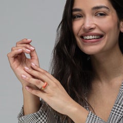 Alex Jona Mediterranean Coral 18 Karat Yellow Gold Band Ring