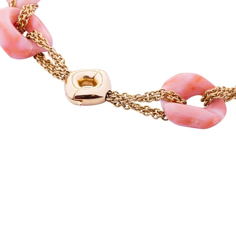 Alex Jona Mediterranean Coral 18 Karat Yellow Gold Link Necklace In New Condition For Sale In Torino, IT